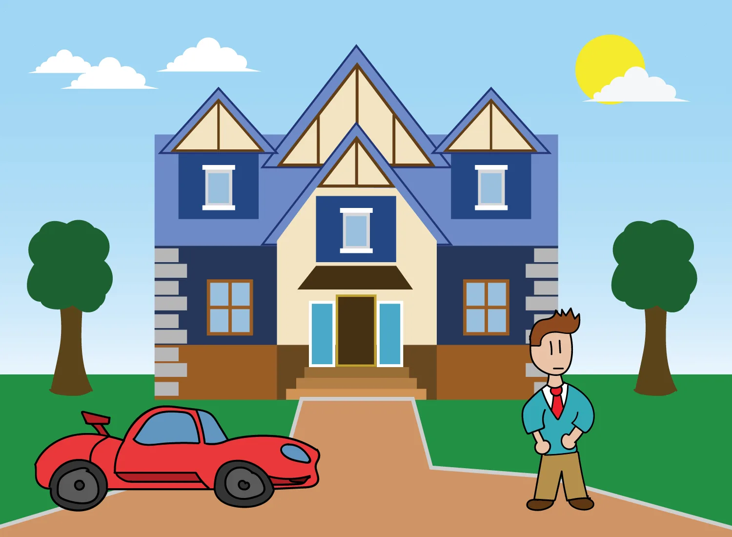 rich person with mansion